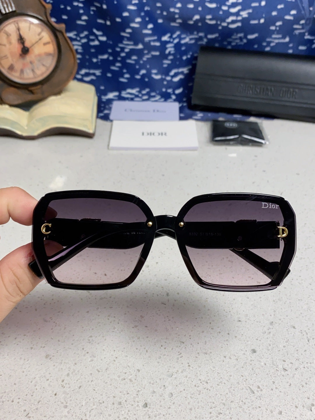 Dior Metal Square Silver Lens Sunglasses for Women - detail image 4