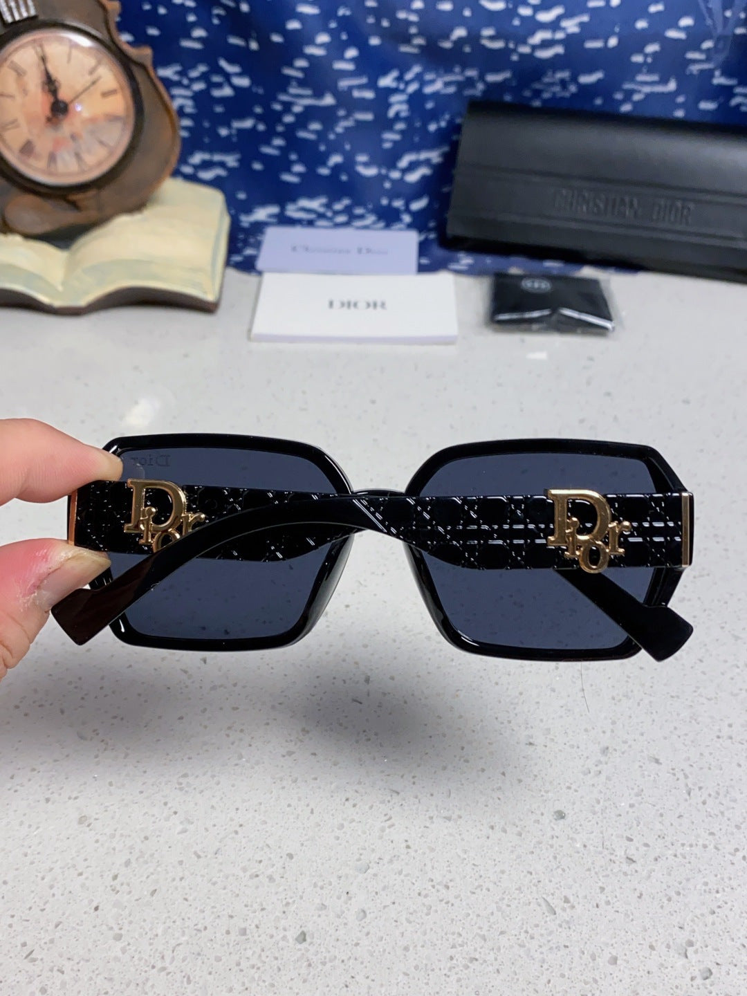 Dior Metal Square Black Lens Sunglasses for Women - detail image 5