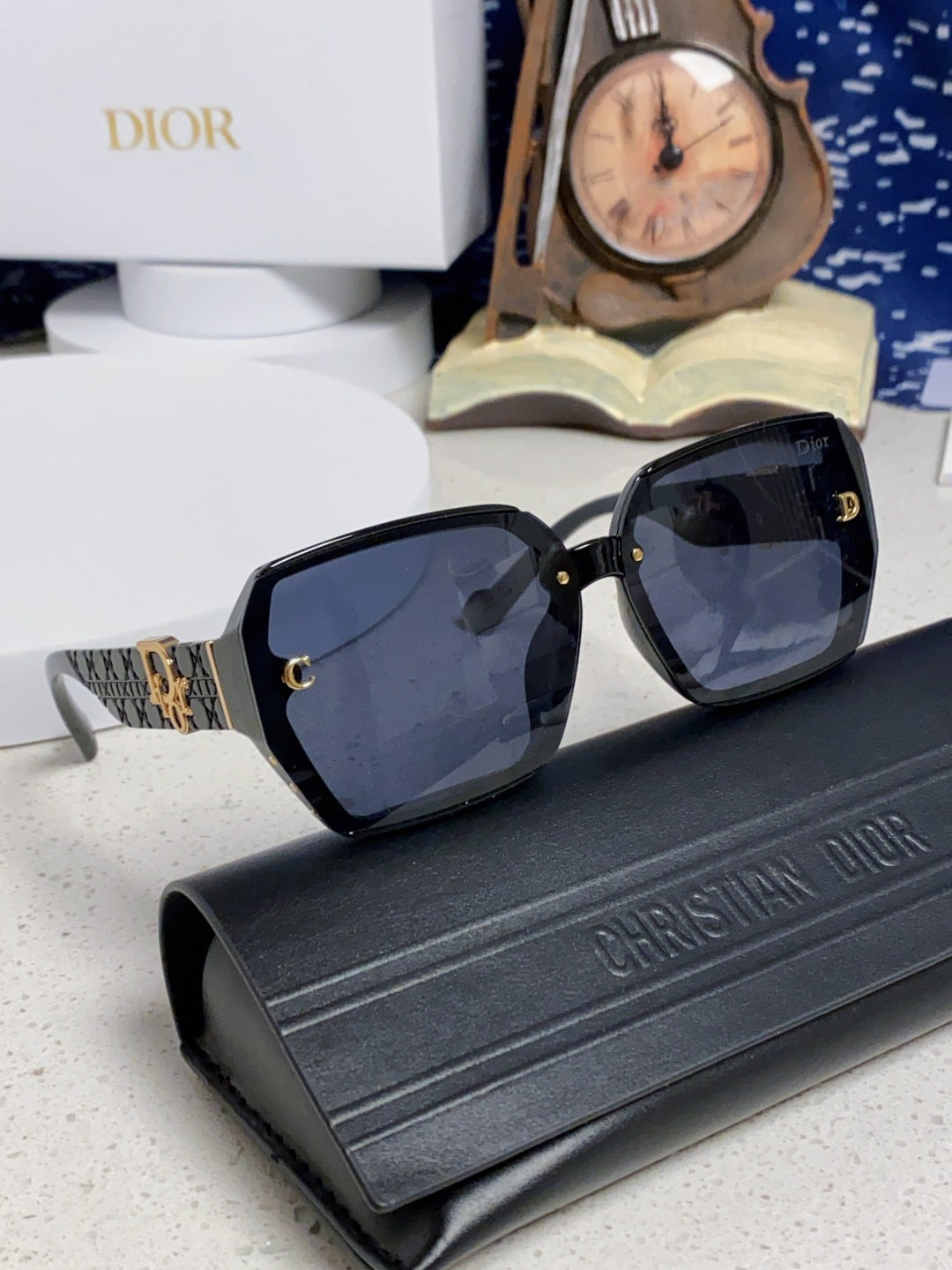 Dior Metal Square Black Lens Sunglasses for Women - detail image 10