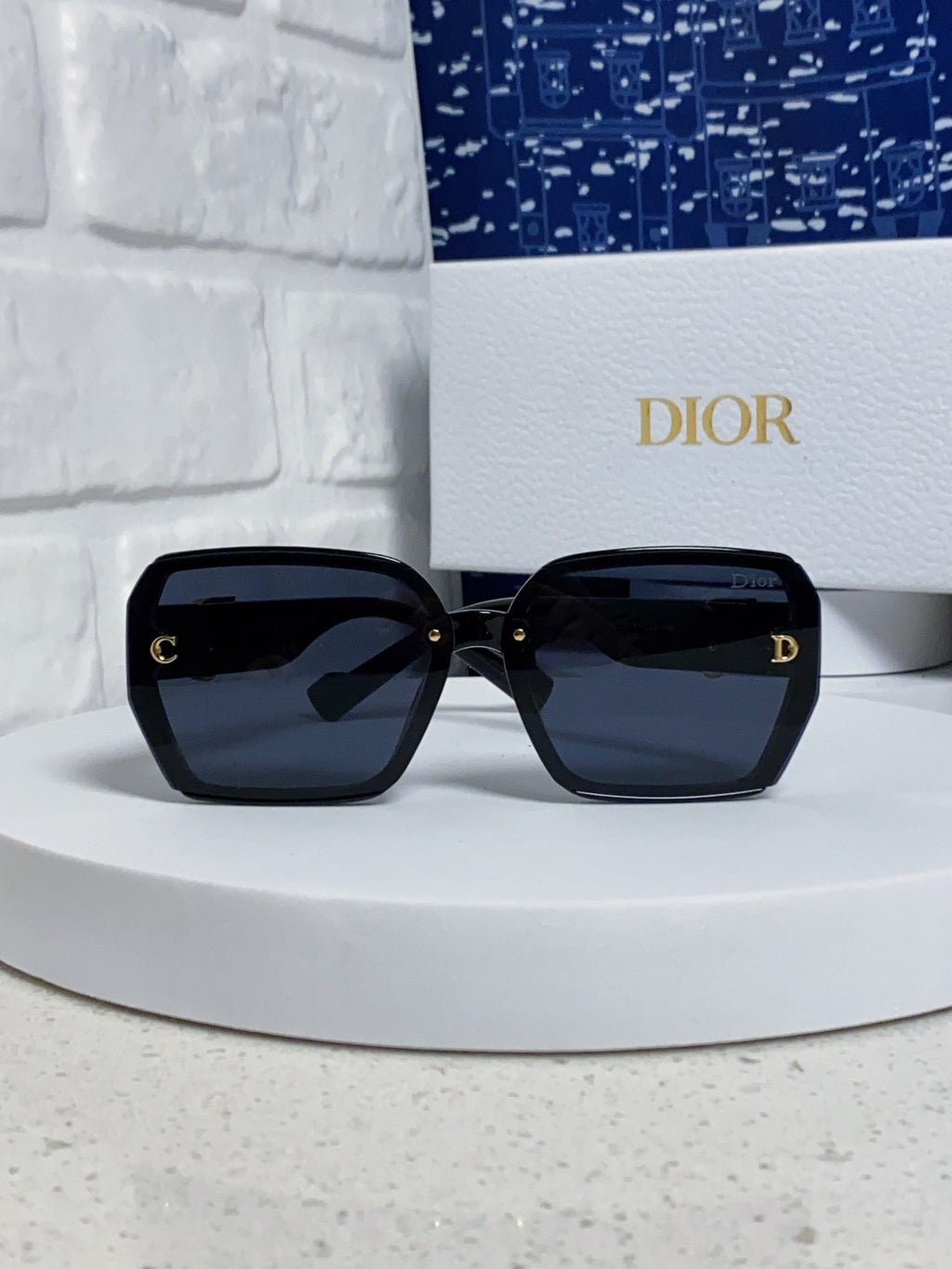 Dior Metal Square Black Lens Sunglasses for Women - detail image 2