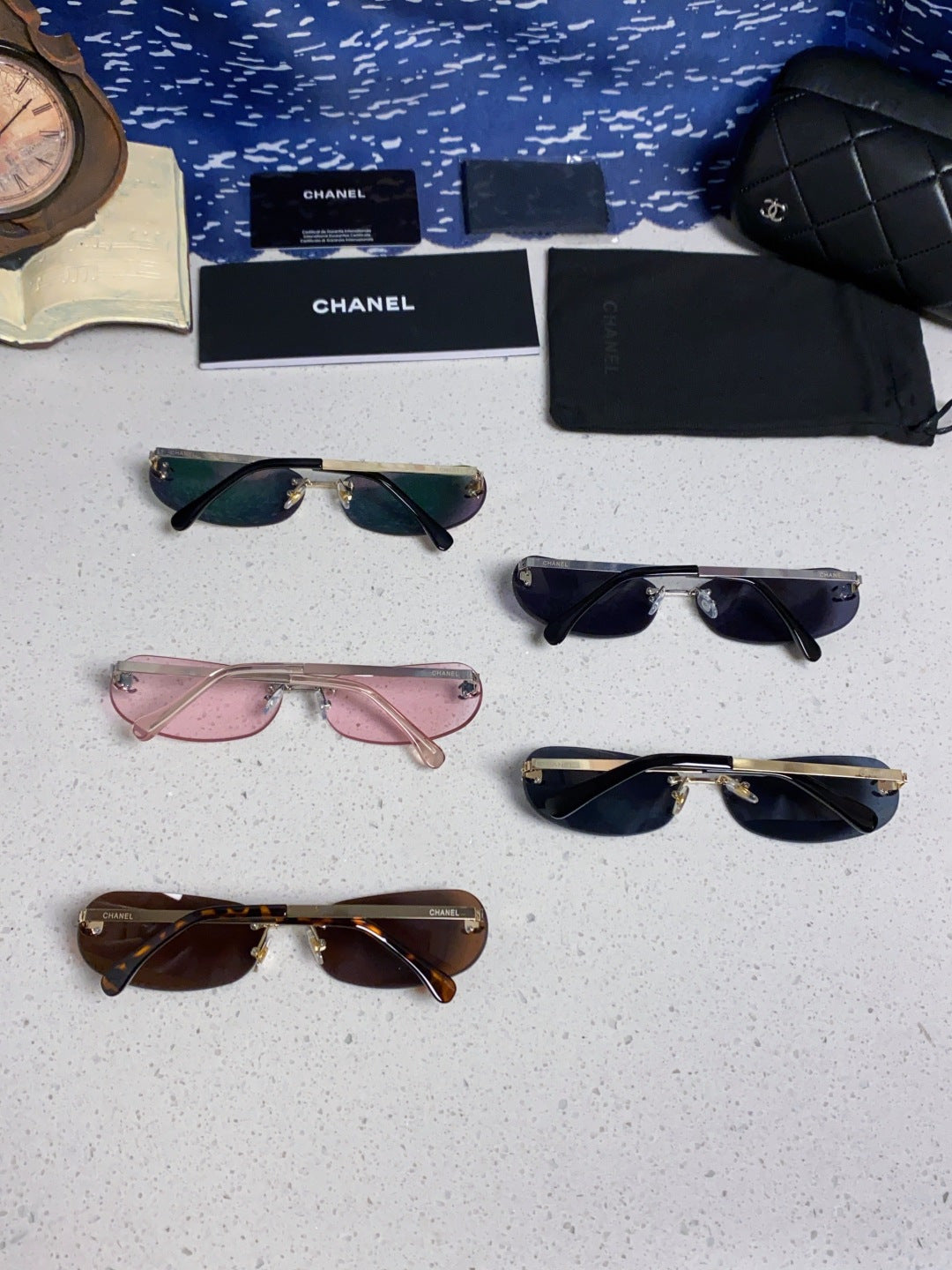 Chanel CH4002 Lightweight Rimless Blue Lens Sunglasses for Men & Women - detail image 11