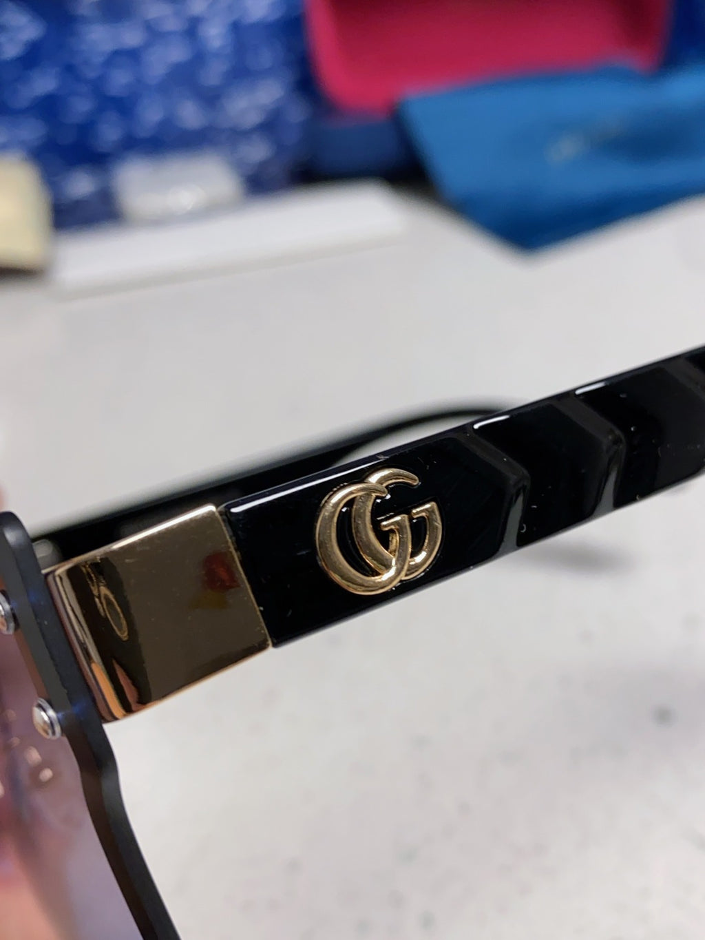 Gucci Square Blue Lens Sunglasses for Women - detail image 7