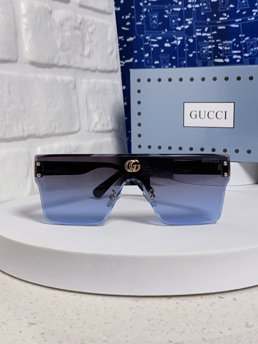 Gucci Square Blue Lens Sunglasses for Women - detail image 2