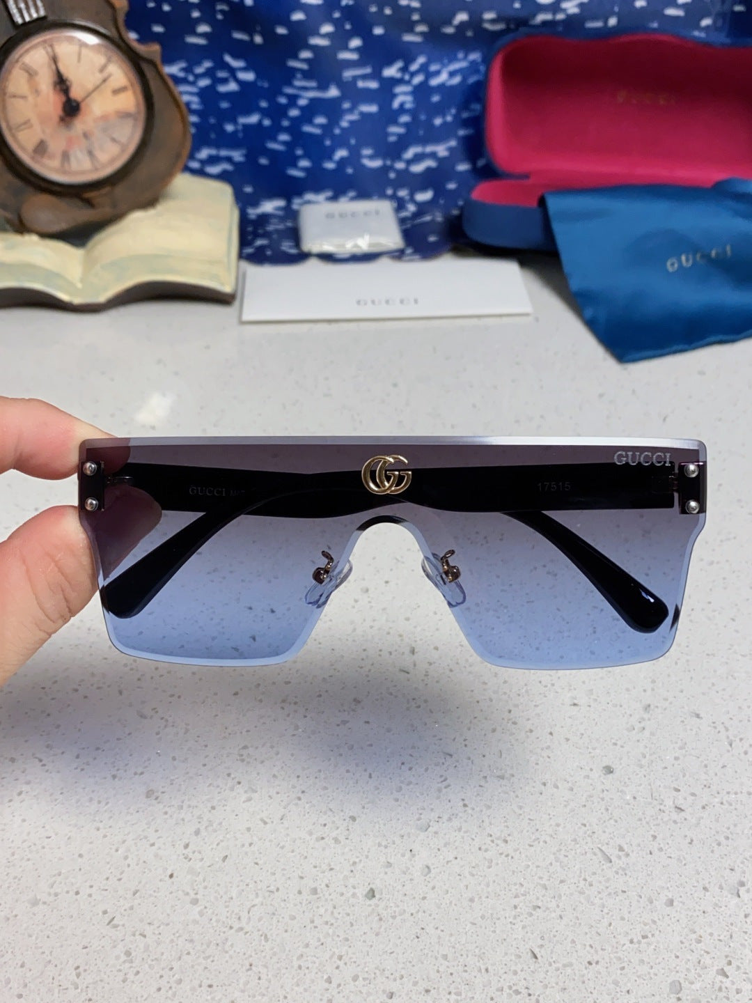 Gucci Square Blue Lens Sunglasses for Women - detail image 4