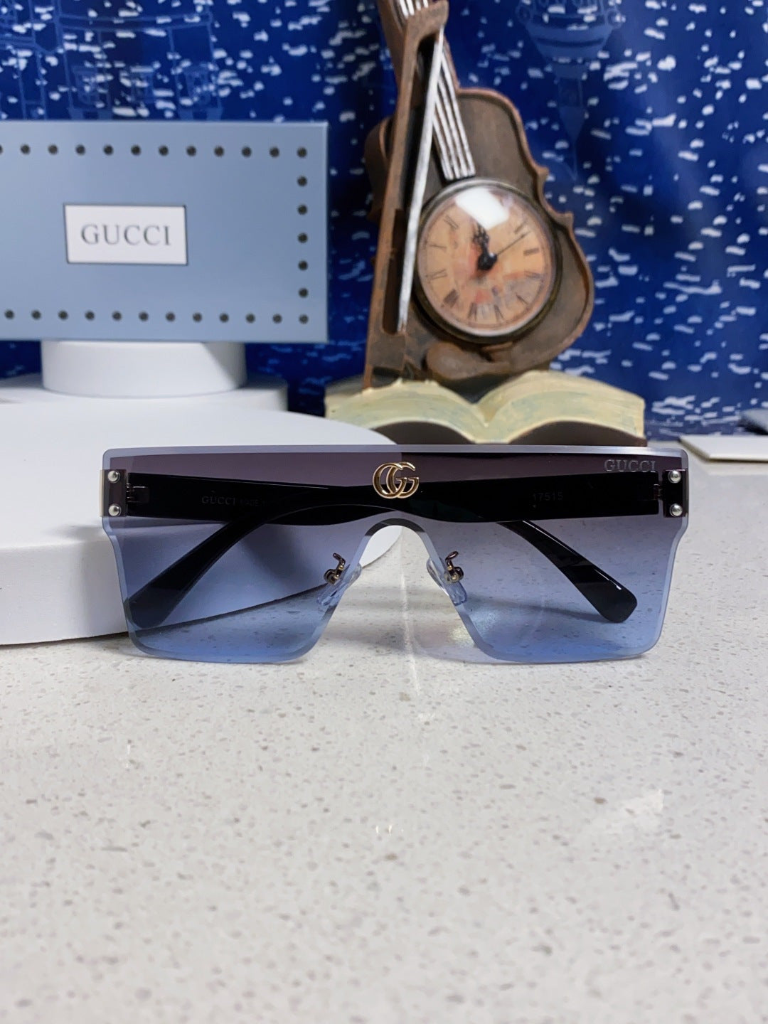 Gucci Square Blue Lens Sunglasses for Women - detail image 9