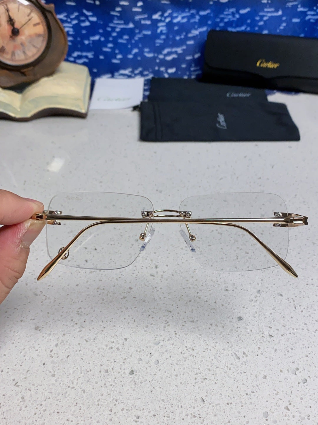 Cartier Lightweight Rimless Silver Lens Sunglasses for Men & Women - 465787 - detail image 5
