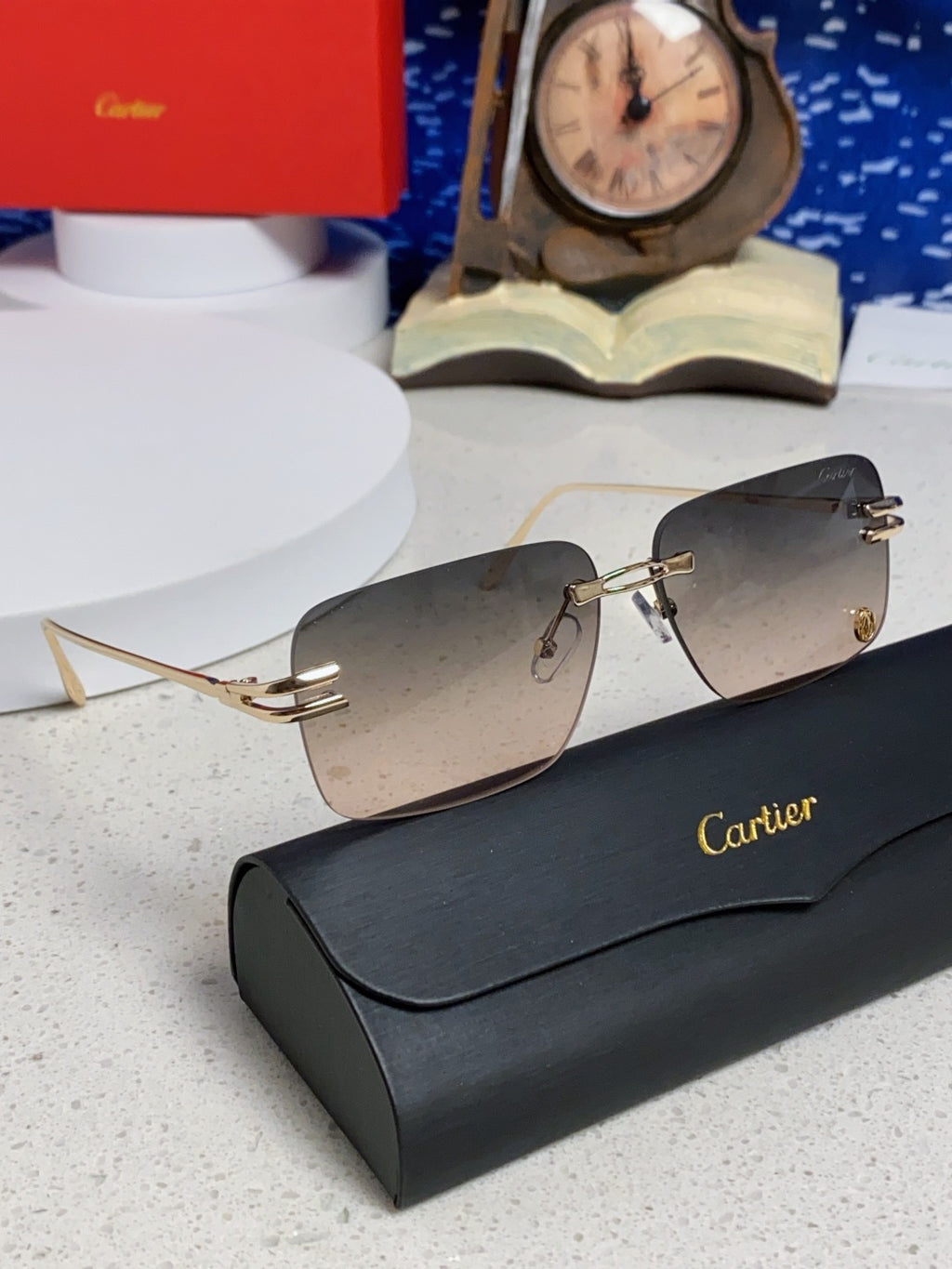 Cartier Lightweight Rimless Silver Lens Sunglasses for Men & Women - 465788 - detail image 9