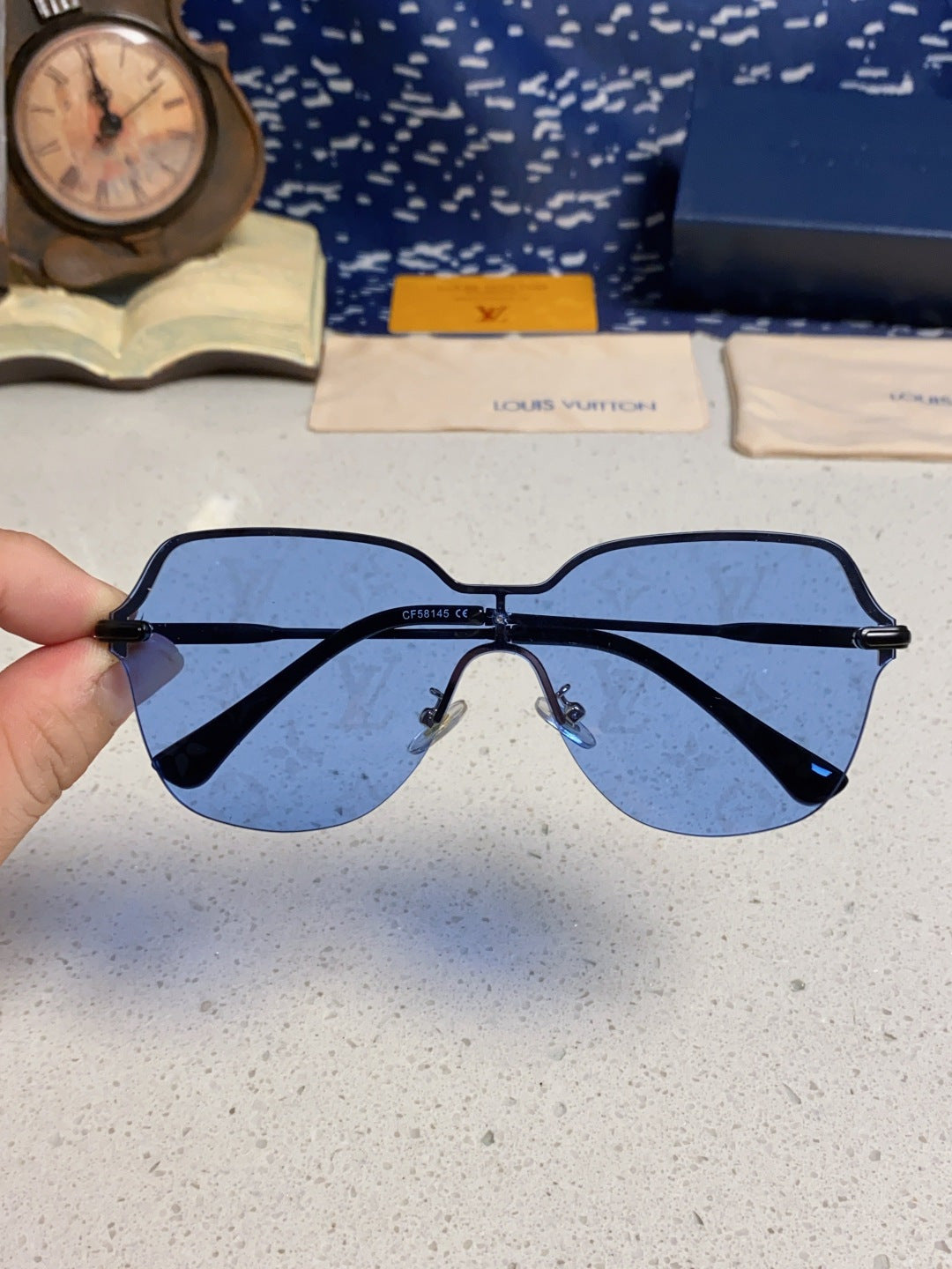 Louis Vuitton Lightweight Rimless Blue Lens Sunglasses for Women - 464645 - detail image 4