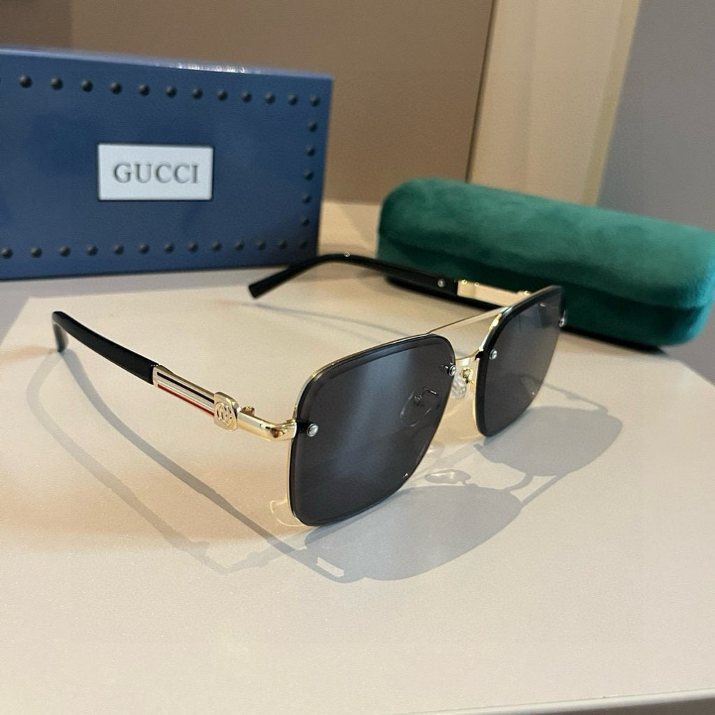 Gucci Metal Aviator Gold Lens Sunglasses for Men & Women - 398308