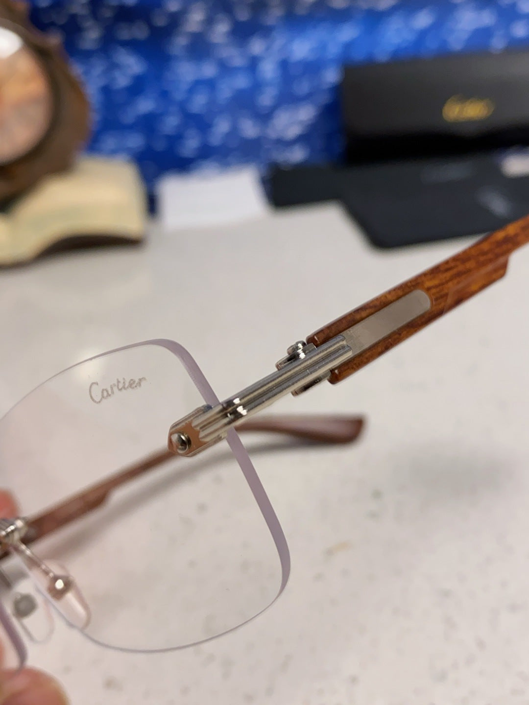 Cartier Lightweight Rimless Silver Lens Sunglasses for Men & Women - 998223 - detail image 7
