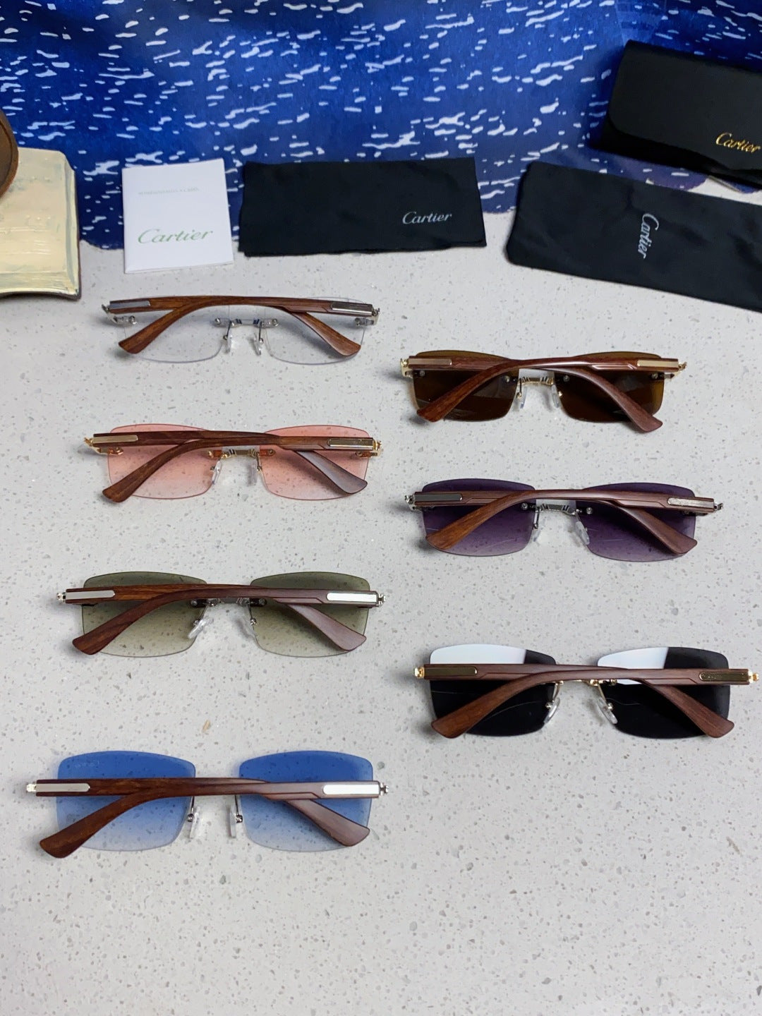 Cartier Lightweight Rimless Red Lens Sunglasses for Men & Women - 998224 - detail image 10