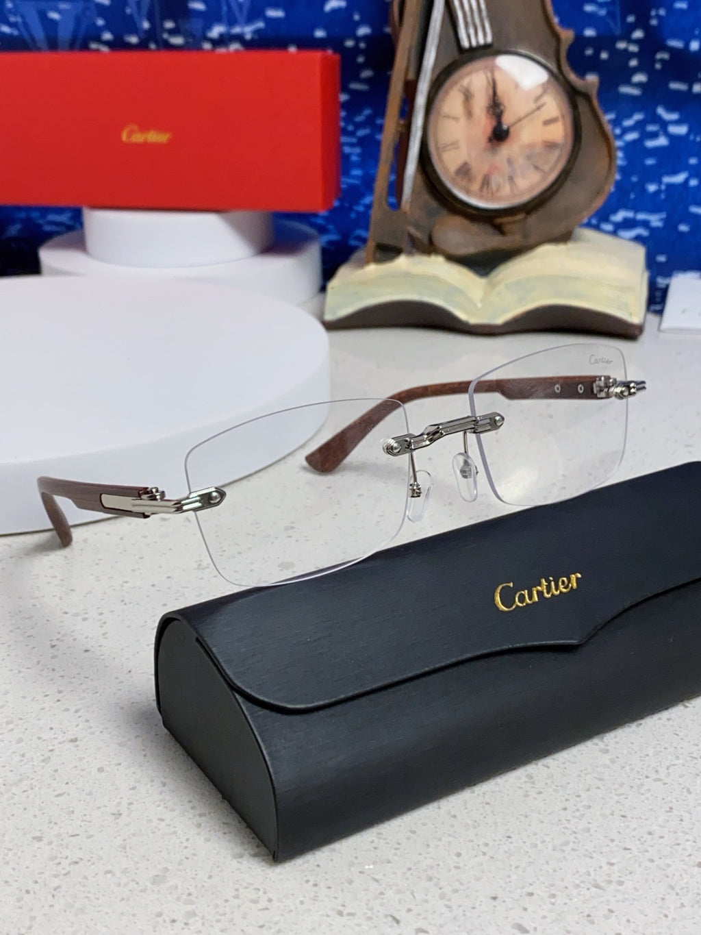 Cartier Lightweight Rimless Silver Lens Sunglasses for Men & Women - 998223 - detail image 10