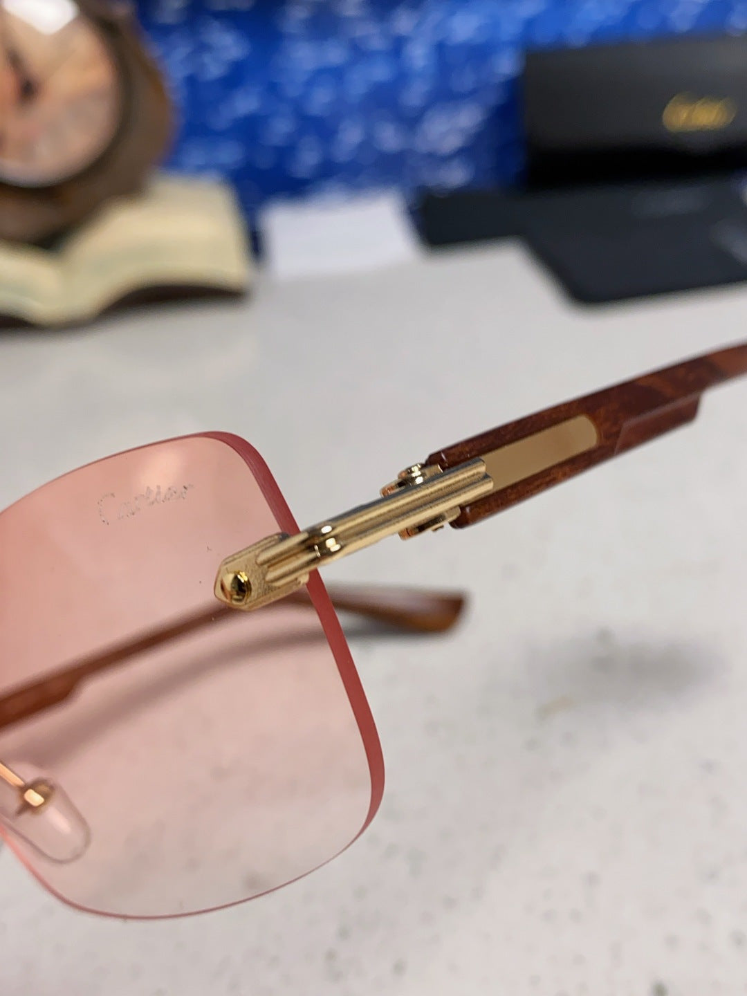 Cartier Lightweight Rimless Red Lens Sunglasses for Men & Women - 998224 - detail image 6