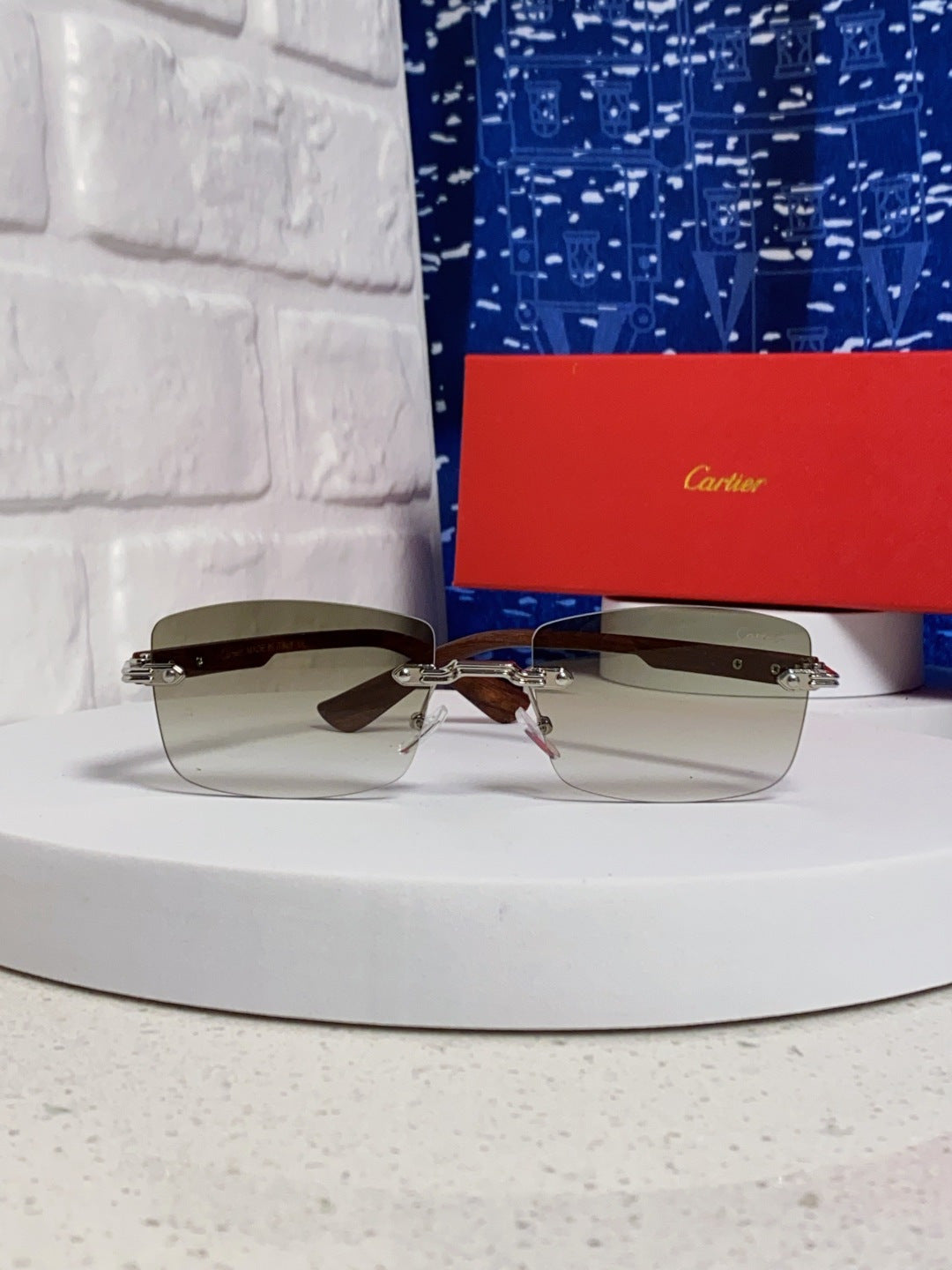 Cartier Lightweight Rimless Silver Lens Sunglasses for Men & Women - 998225 - detail image 2