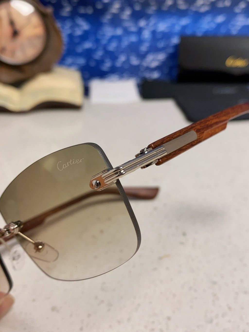 Cartier Lightweight Rimless Silver Lens Sunglasses for Men & Women - 998225 - detail image 7