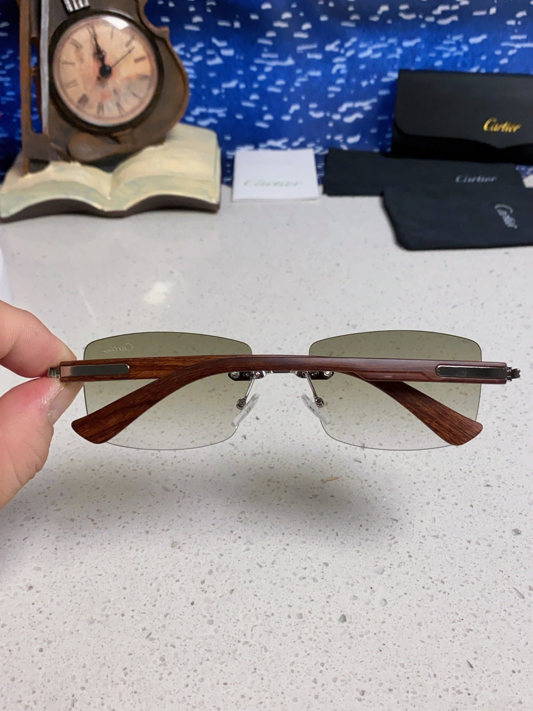 Cartier Lightweight Rimless Silver Lens Sunglasses for Men & Women - 998225 - detail image 5