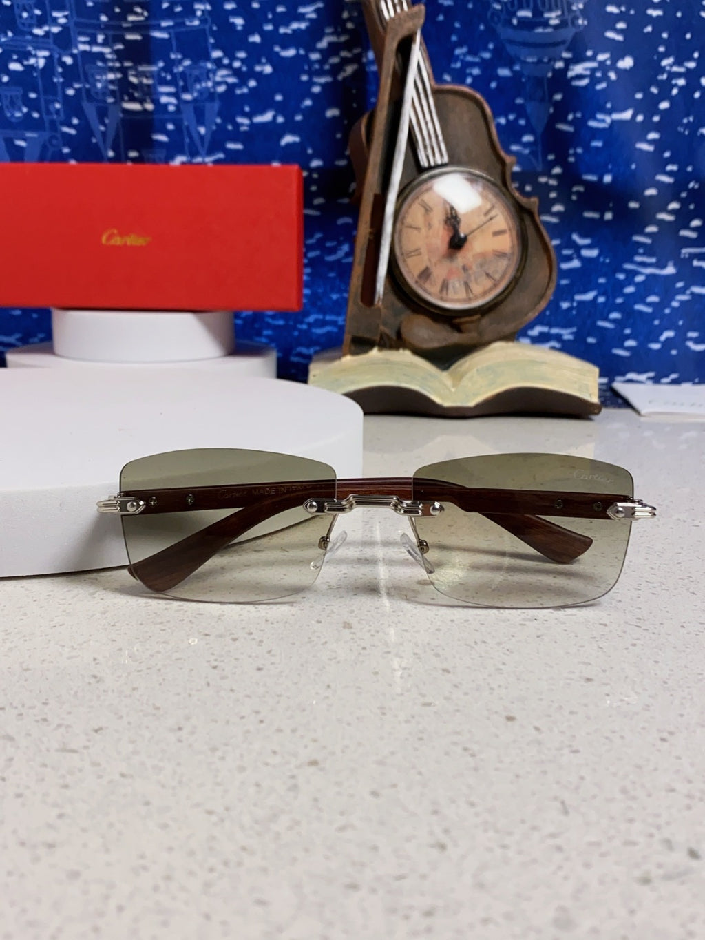 Cartier Lightweight Rimless Silver Lens Sunglasses for Men & Women - 998225 - detail image 9