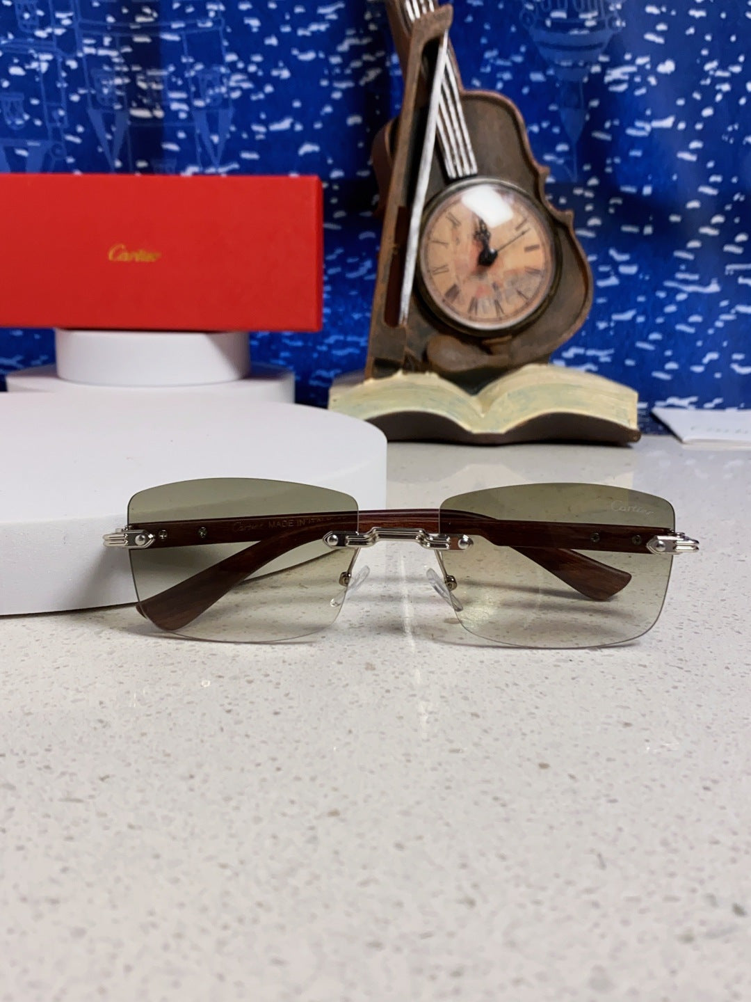 Cartier Lightweight Rimless Silver Lens Sunglasses for Men & Women - 998225 - detail image 9