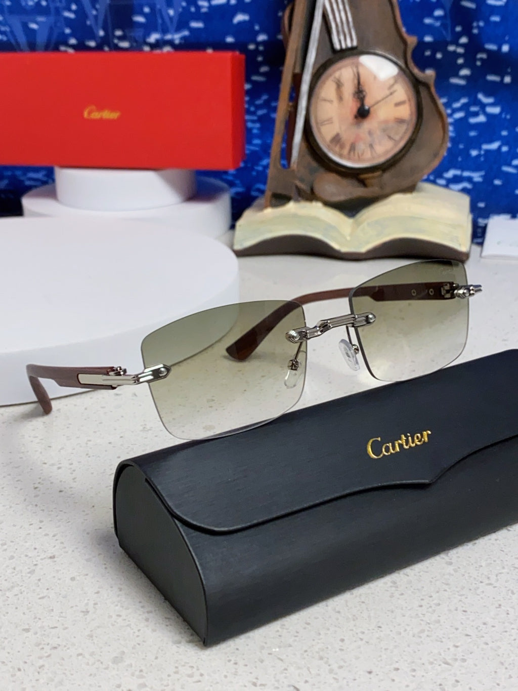 Cartier Lightweight Rimless Silver Lens Sunglasses for Men & Women - 998225 - detail image 10