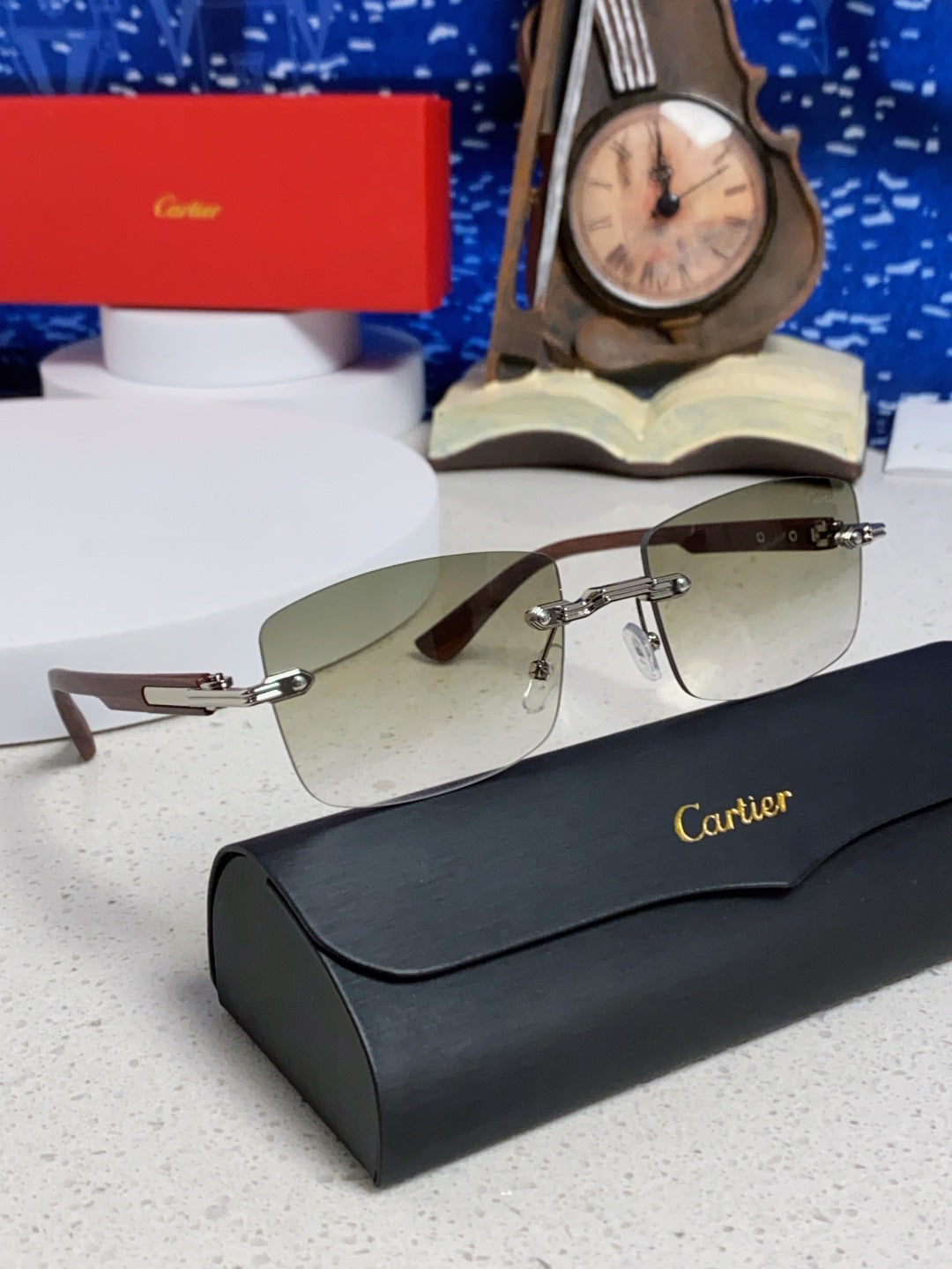 Cartier Lightweight Rimless Silver Lens Sunglasses for Men & Women - 998225 - detail image 10