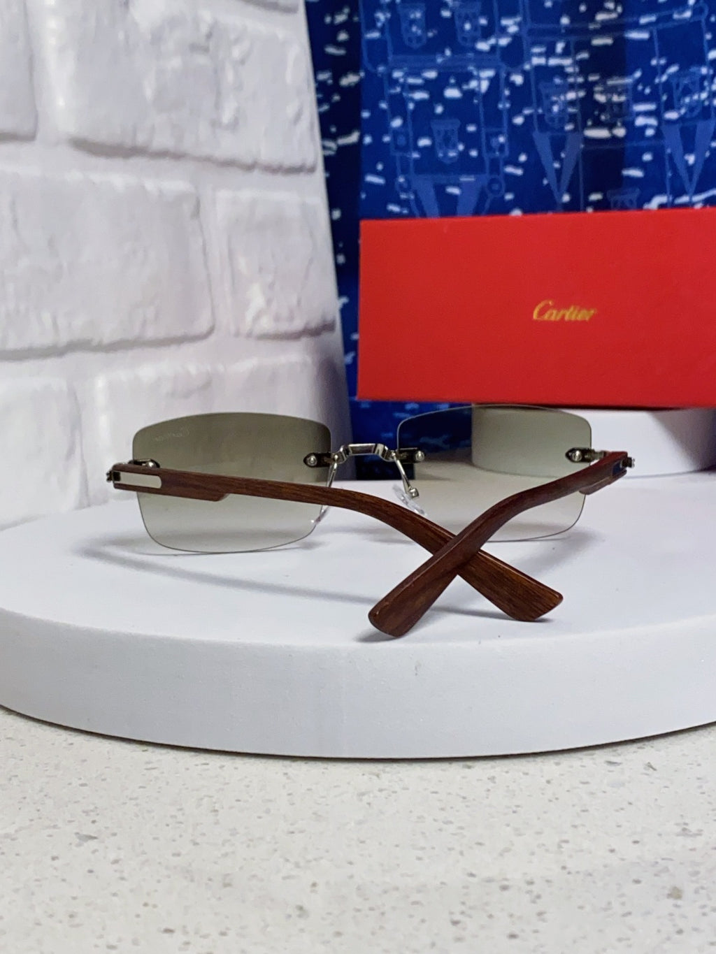 Cartier Lightweight Rimless Silver Lens Sunglasses for Men & Women - 998225 - detail image 3