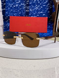 Cartier Lightweight Rimless Brown Lens Sunglasses for Men & Women - 998227