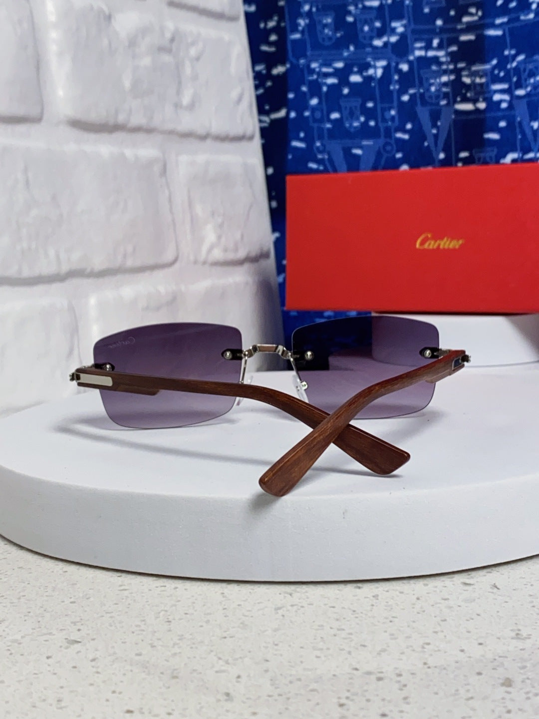 Cartier Lightweight Rimless Purple Lens Sunglasses for Men & Women - 998228 - detail image 2