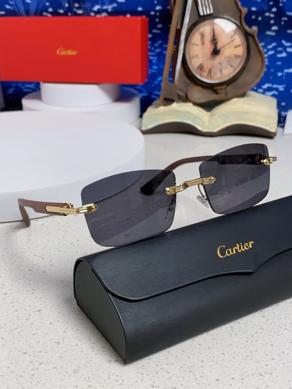 Cartier Lightweight Rimless Silver Lens Sunglasses for Men & Women - 998229 - detail image 10