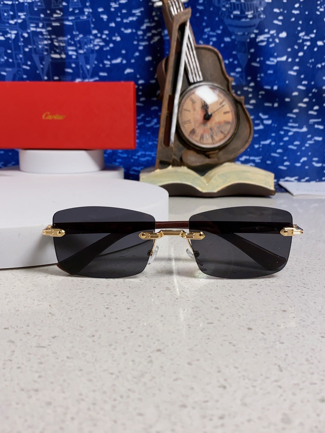 Cartier Lightweight Rimless Silver Lens Sunglasses for Men & Women - 998229 - detail image 9