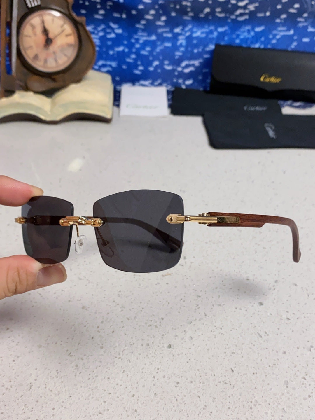Cartier Lightweight Rimless Silver Lens Sunglasses for Men & Women - 998229 - detail image 6