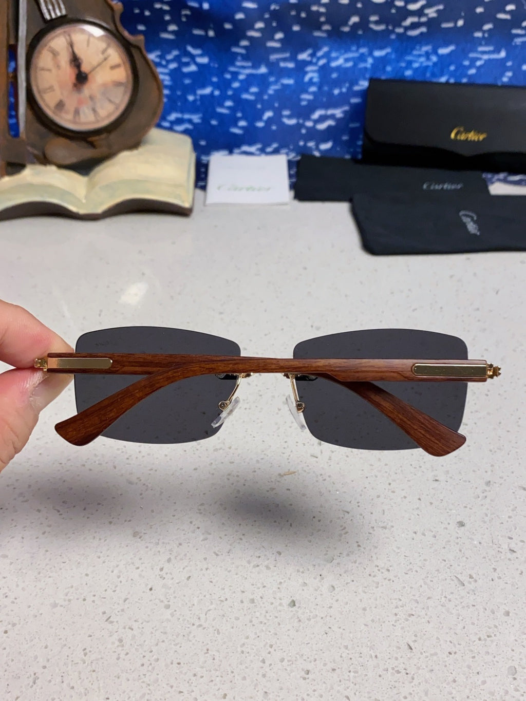Cartier Lightweight Rimless Silver Lens Sunglasses for Men & Women - 998229 - detail image 5