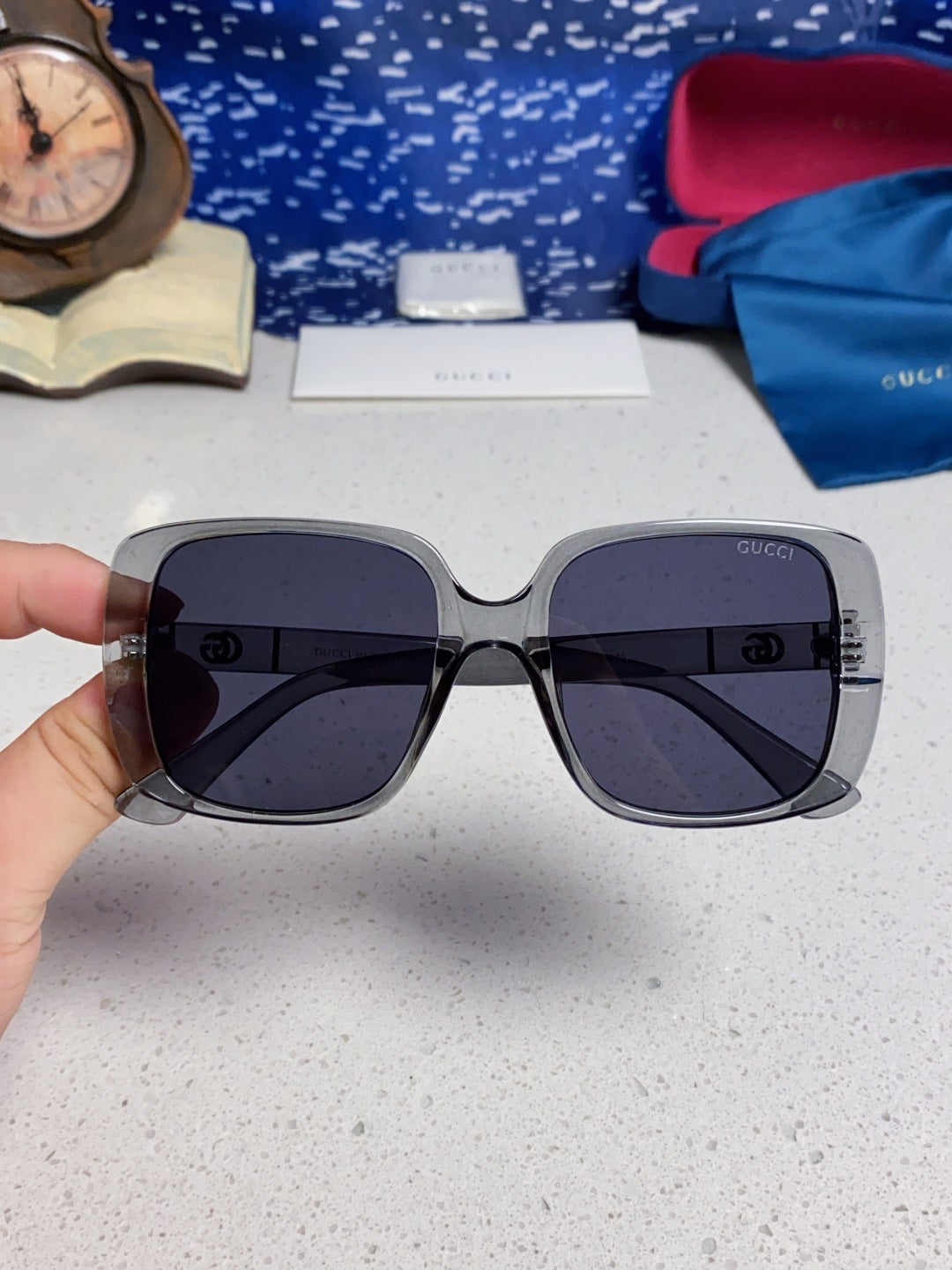 Gucci Square Blue Lens Sunglasses for Men & Women - 357768 - detail image 3