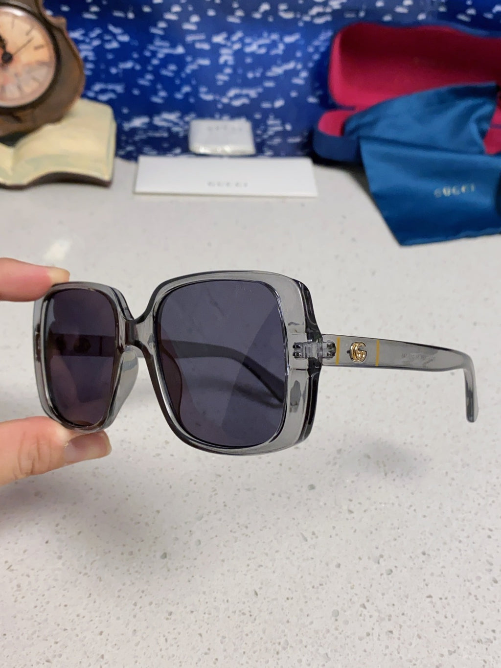 Gucci Square Blue Lens Sunglasses for Men & Women - 357768 - detail image 5
