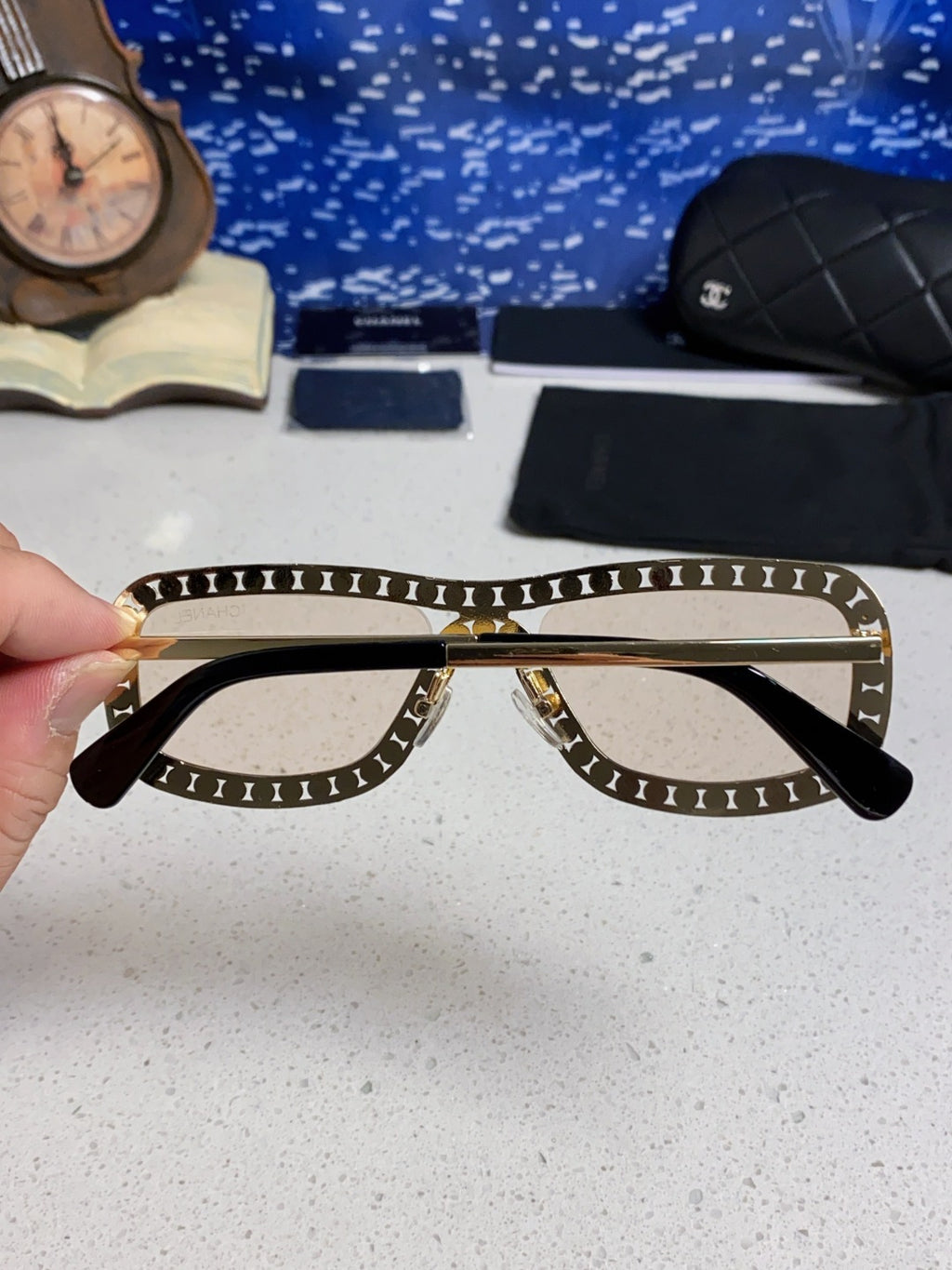 Chanel Metal Fashion Silver Lens Sunglasses for Men & Women - 358001 - detail image 4