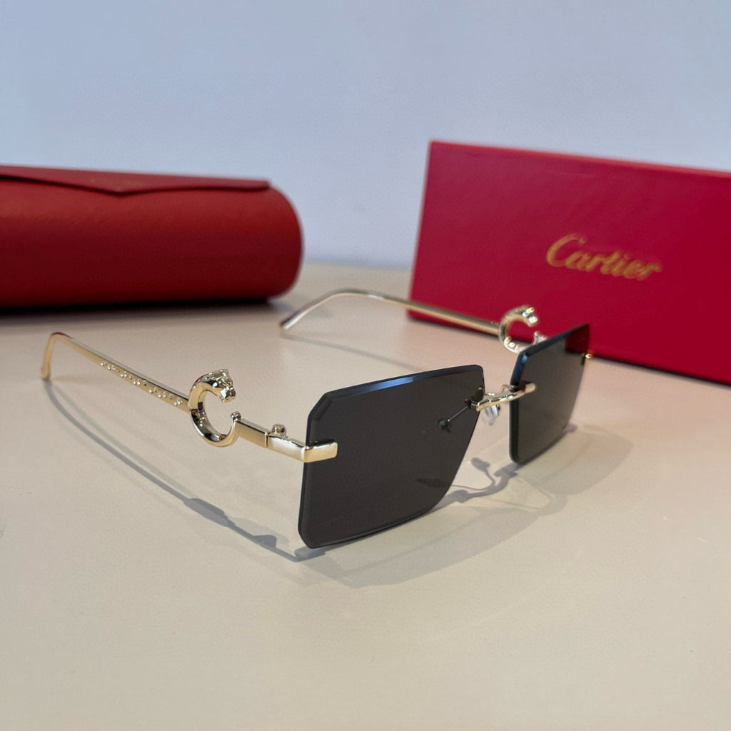 Cartier Lightweight Metal Rimless Silver Lens Sunglasses for Men & Wo - 935096