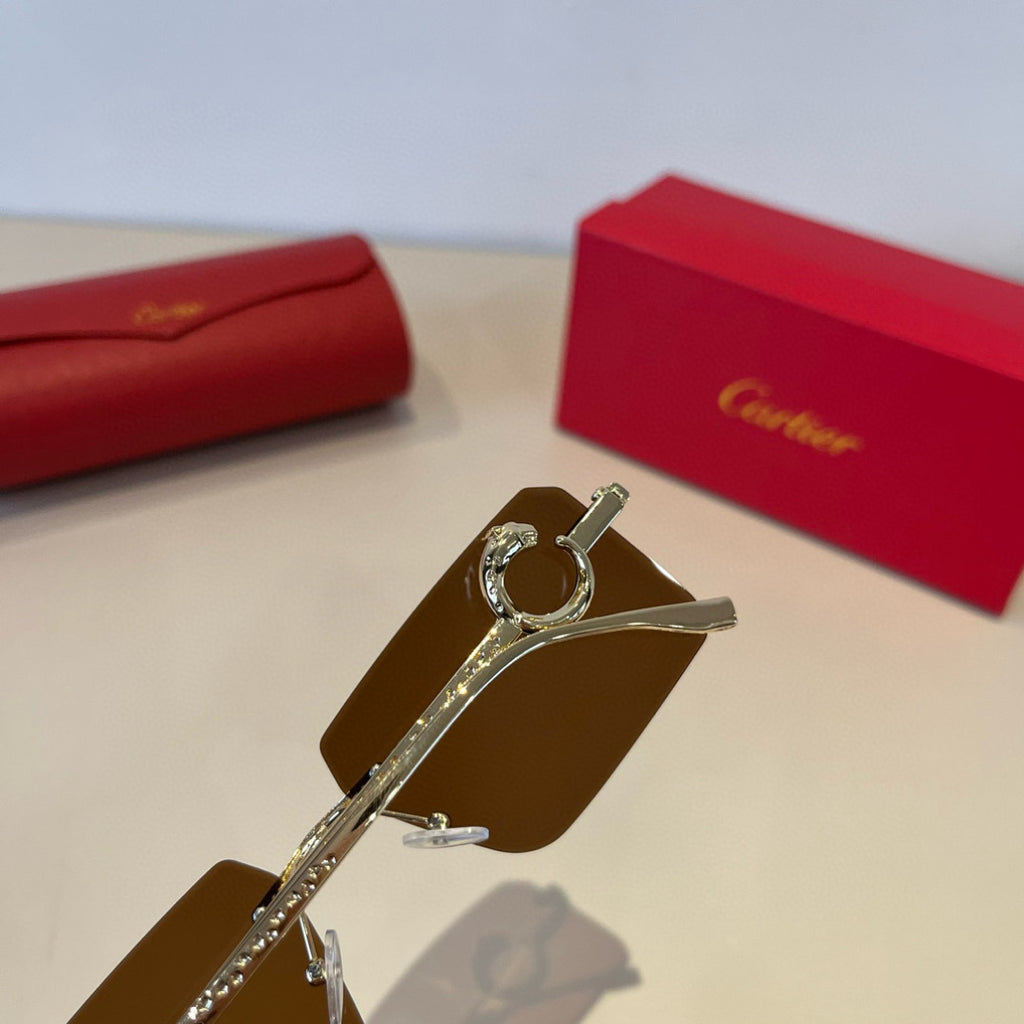 Cartier Lightweight Metal Rimless Brown Lens Sunglasses for Men & Wom - 935097 - detail image 6