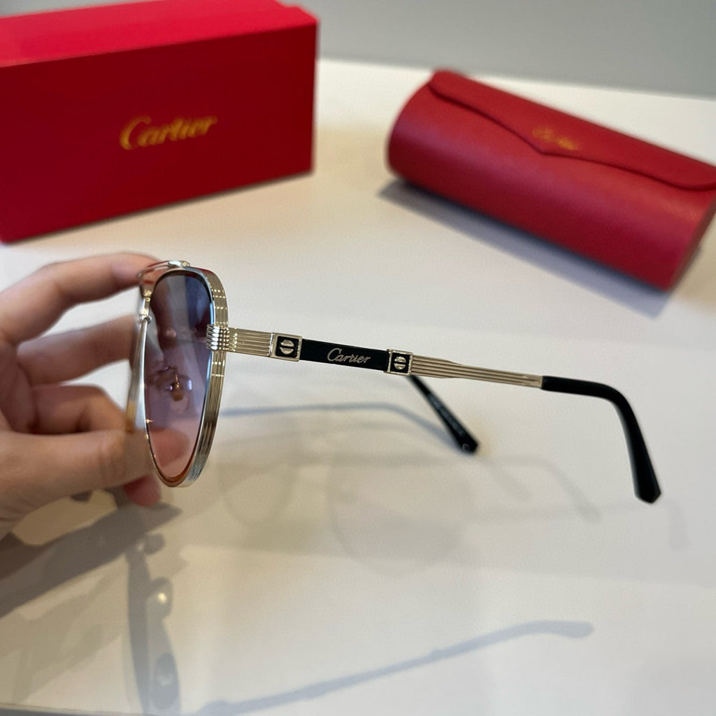 Cartier Lightweight Metal Rimless Silver Lens Sunglasses for Men & Wo - 487378 - detail image 8