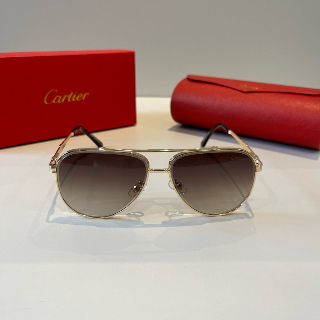 Cartier Lightweight Metal Rimless Brown Lens Sunglasses for Men & Wom - 449551 - detail image 2