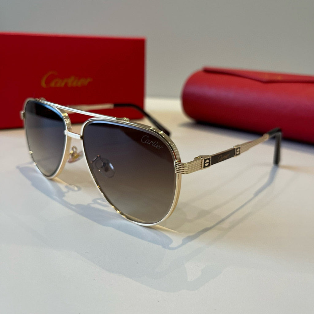 Cartier Lightweight Metal Rimless Brown Lens Sunglasses for Men & Wom - 449551 - detail image 3