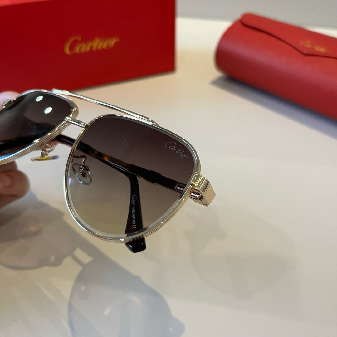 Cartier Lightweight Metal Rimless Brown Lens Sunglasses for Men & Wom - 449551 - detail image 5