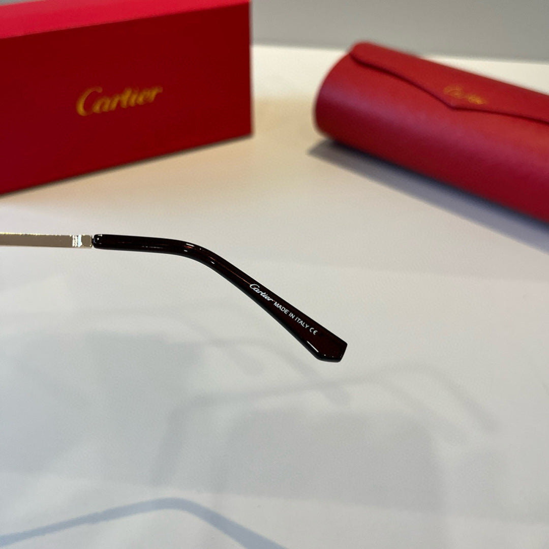 Cartier Lightweight Metal Rimless Brown Lens Sunglasses for Men & Wom - 487379 - detail image 8