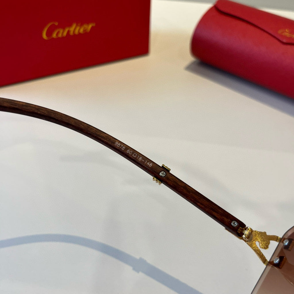 Cartier Lightweight Metal Rimless Brown Lens Sunglasses for Men & Wom - 935100 - detail image 9
