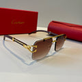 Cartier Lightweight Metal Rimless Brown Lens Sunglasses for Men & Wom - 935100