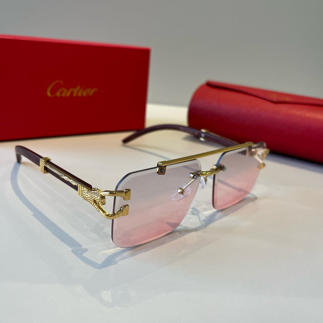 Cartier Lightweight Metal Rimless Silver Lens Sunglasses for Men & Wo - 935102