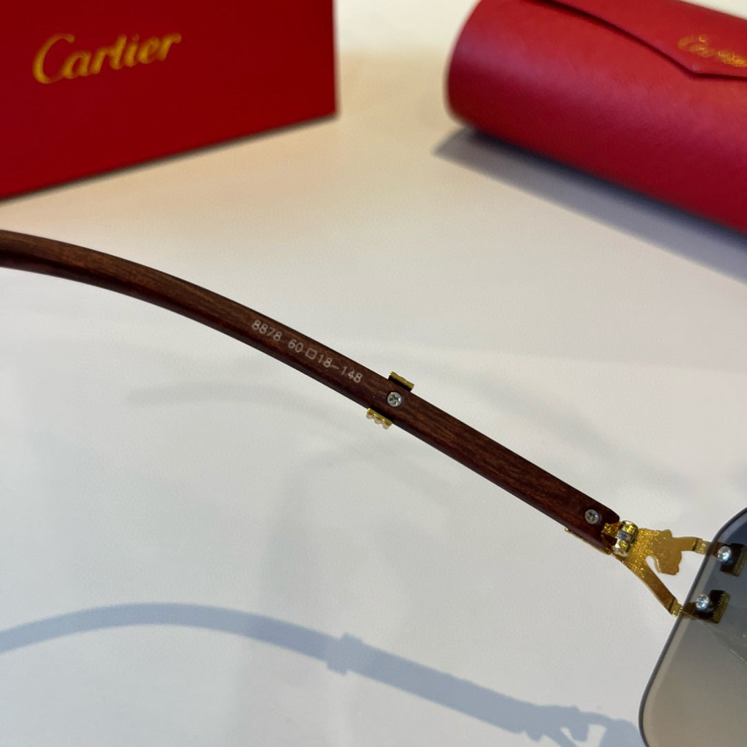 Cartier Lightweight Metal Rimless Brown Lens Sunglasses for Men & Wom - 935103 - detail image 10