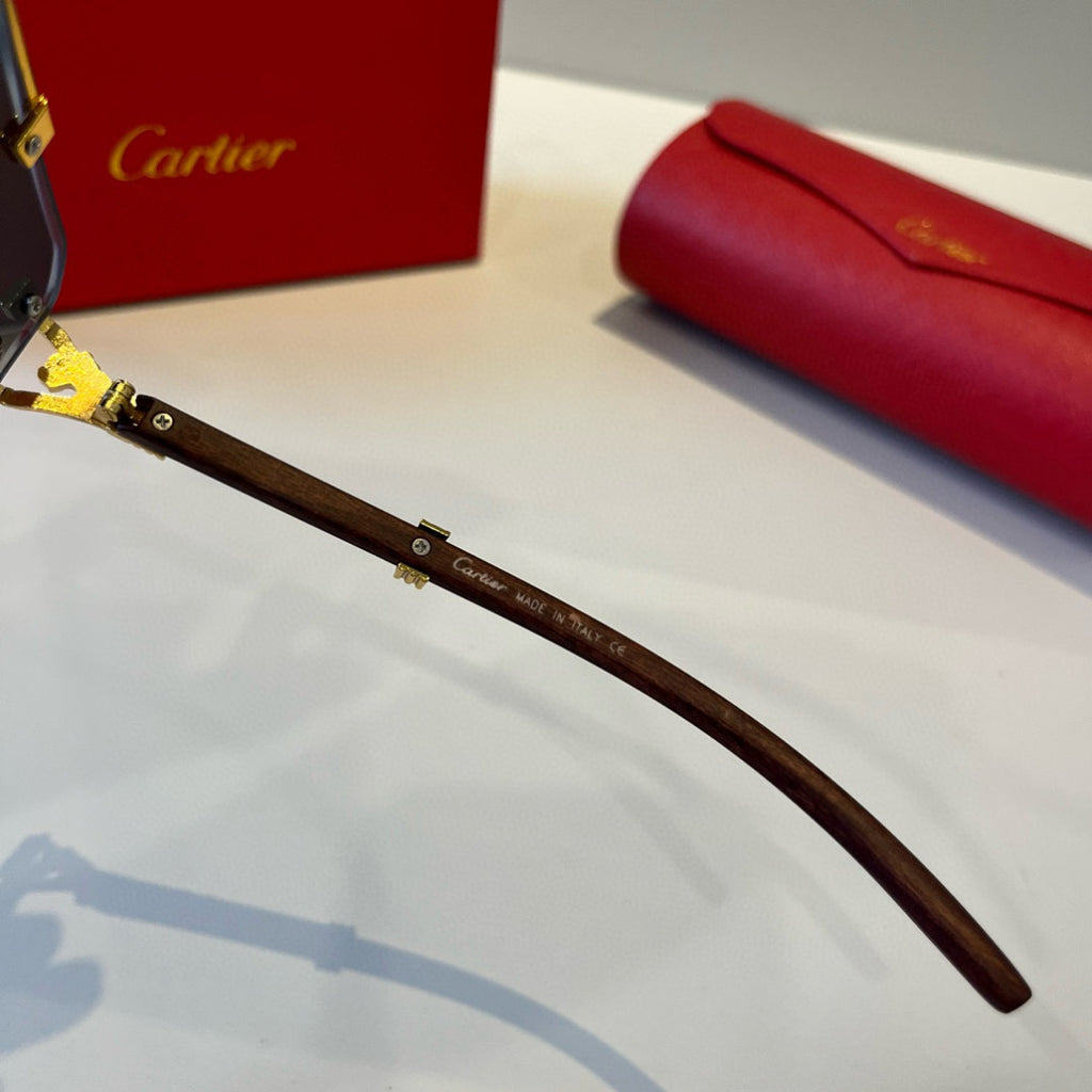 Cartier Lightweight Metal Rimless Brown Lens Sunglasses for Men & Wom - 935103 - detail image 9