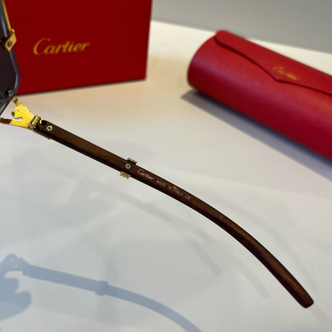 Cartier Lightweight Metal Rimless Brown Lens Sunglasses for Men & Wom - 935103 - detail image 9