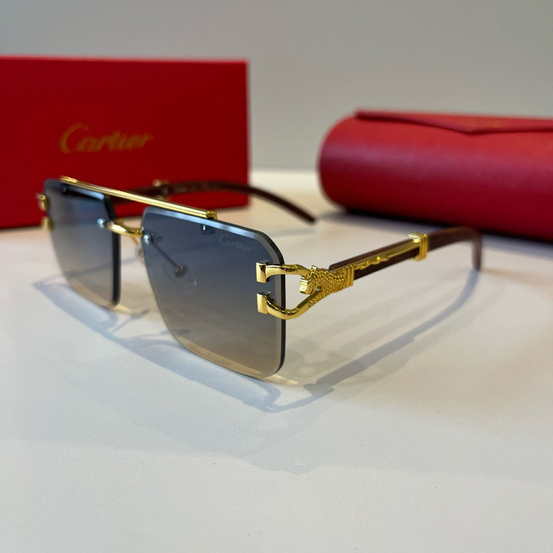 Cartier Lightweight Metal Rimless Brown Lens Sunglasses for Men & Wom - 935103 - detail image 3