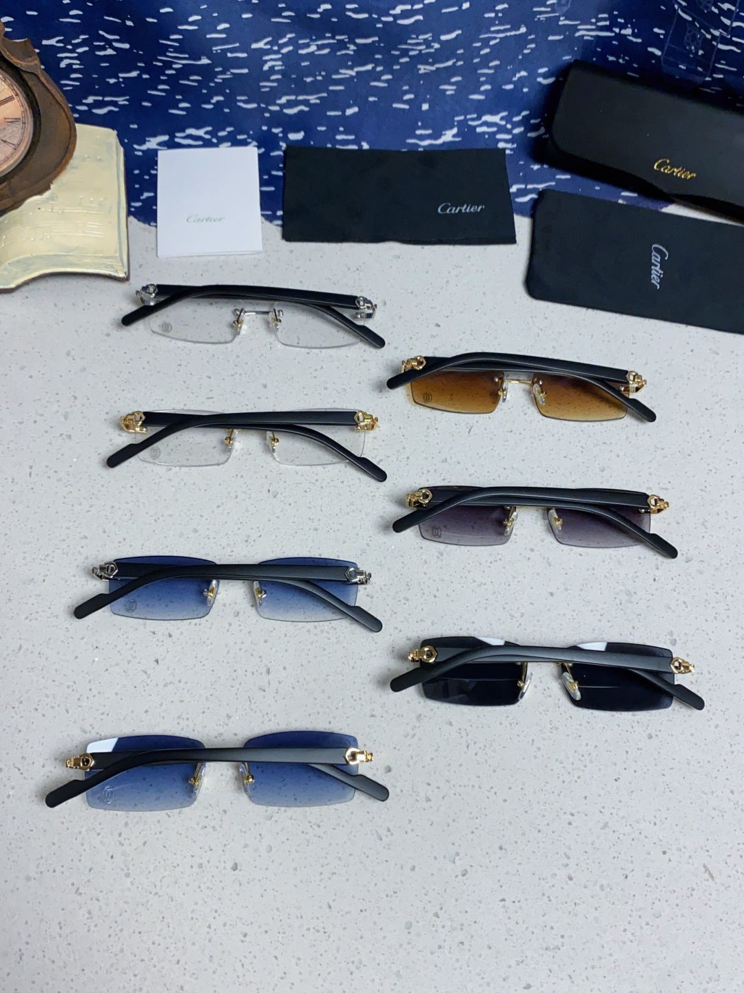 Cartier Lightweight Rimless Silver Lens Sunglasses for Men & Women - 465903 - detail image 11