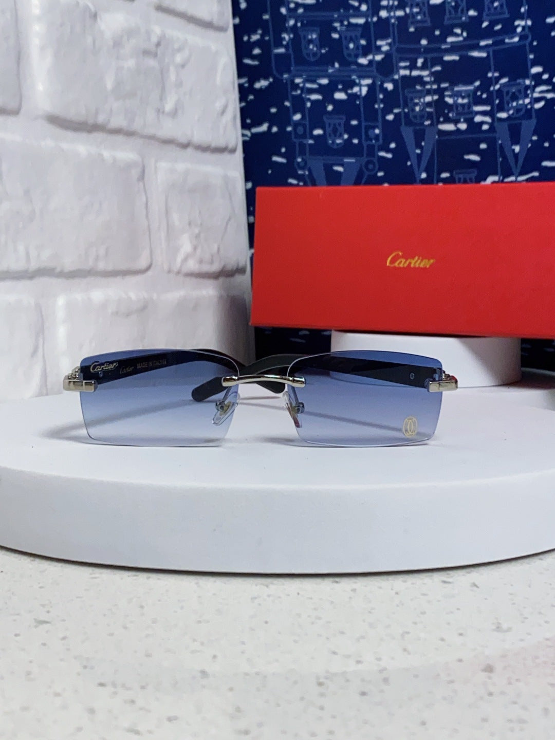 Cartier Lightweight Rimless Silver Lens Sunglasses for Men & Women - 465903 - detail image 2